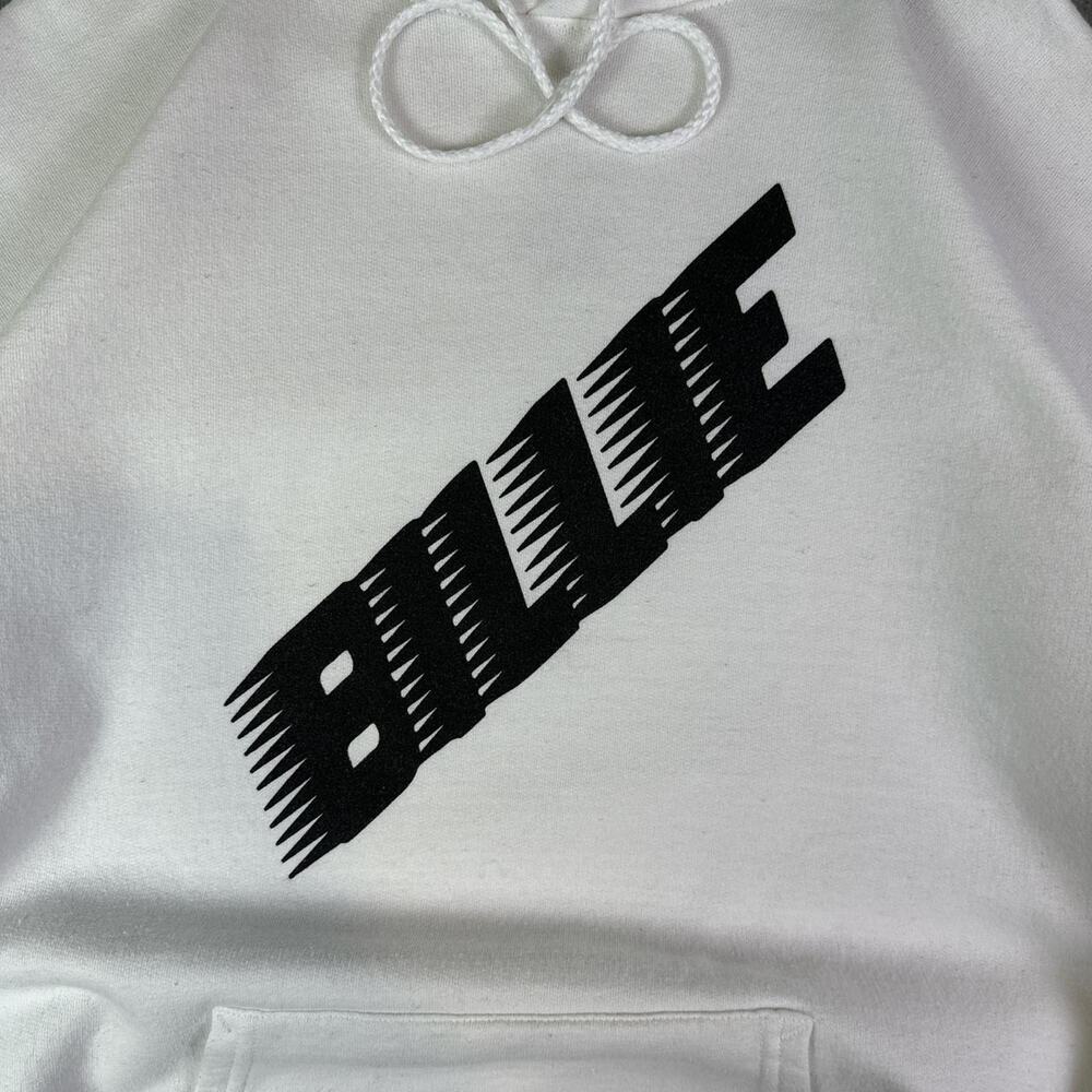 Billie Eilish White Racing Name Spellout Logo White Hoodie Size Large - Picture 4 of 8